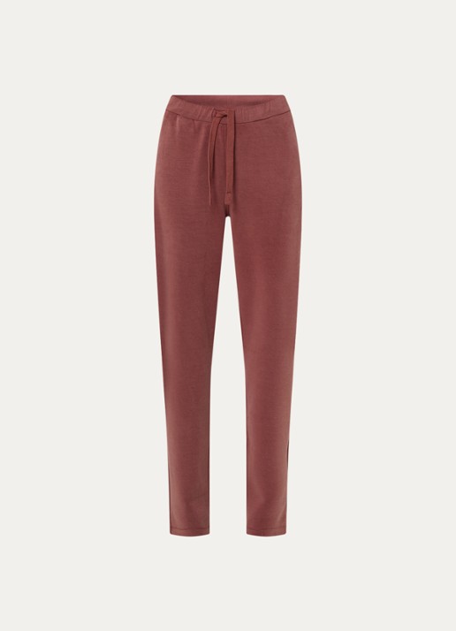 Moscow Almas high waist slim fit joggingbroek met steekzakken - voorkant 3 roodbruin