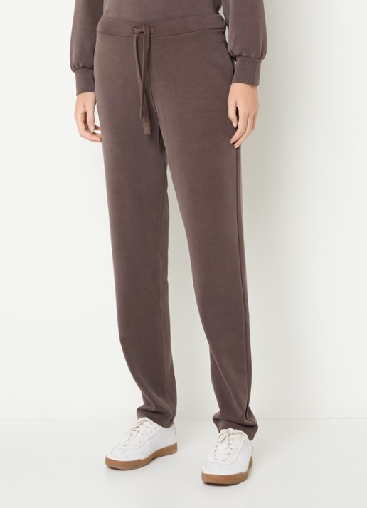 Moscow Almas high waist slim fit joggingbroek met steekzakken - detail lichtbruin