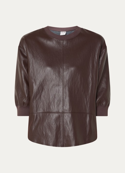 Moscow Antonella T-shirt van imitatieleer - voorkant 3 donkerbruin