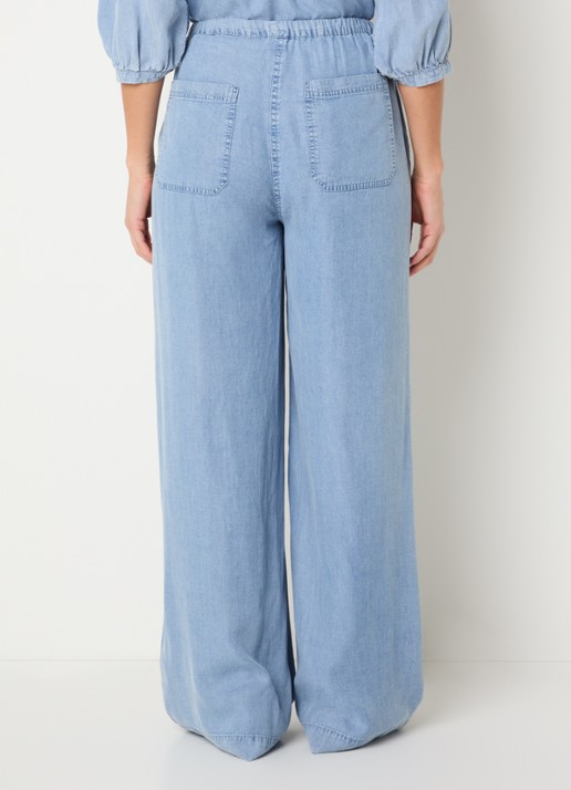 Moscow Barrow high waist wide fit broek van chambray - achterkant 3 indigo