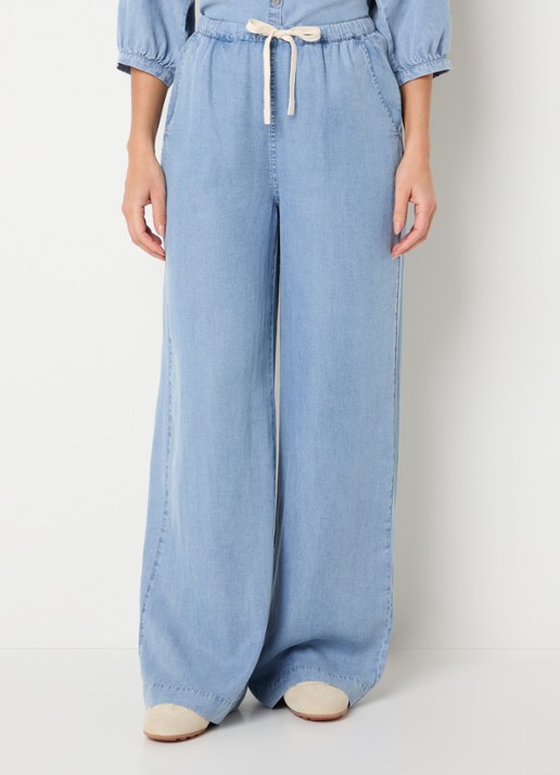 Moscow Barrow high waist wide fit broek van chambray