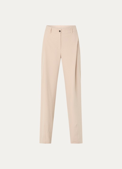Moscow Colette high waist straight fit pantalon met steekzakken - voorkant 2 beige