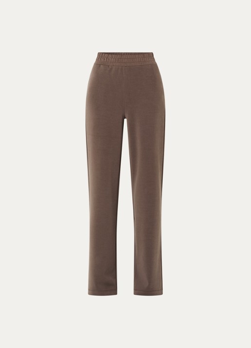 Moscow High waist straight fit joggingbroek met steekzakken - voorkant 2 lichtbruin