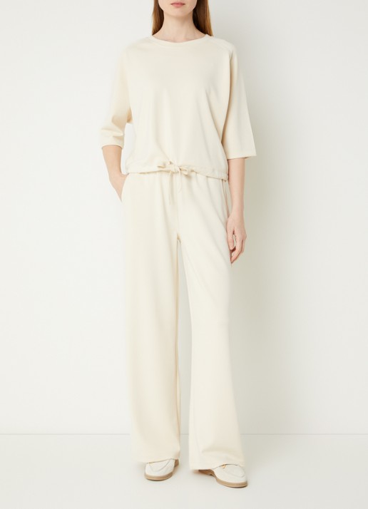 Moscow Jo high waist wide fit pantalon met steekzakken - voorkant 4 creme