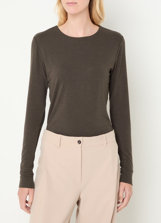 Moscow Lucia longsleeve met ronde hals - detail antraciet