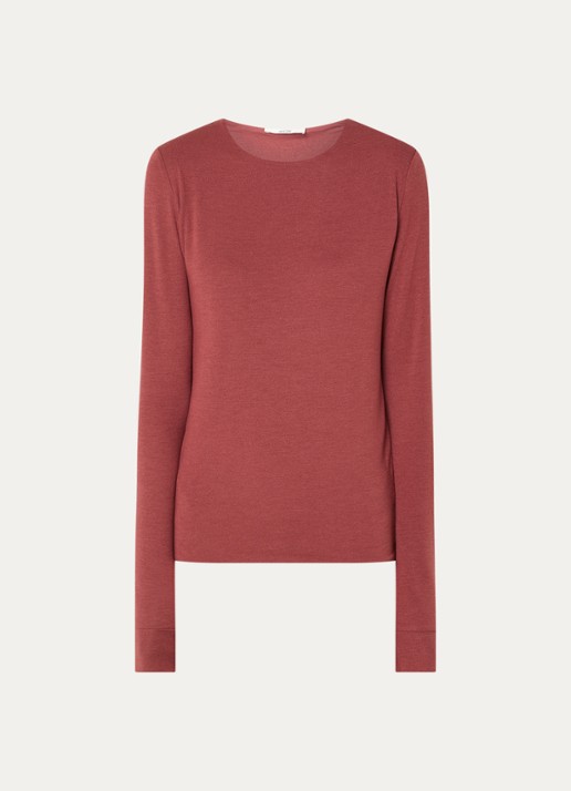 Moscow Lucia longsleeve met ronde hals - voorkant steenrood
