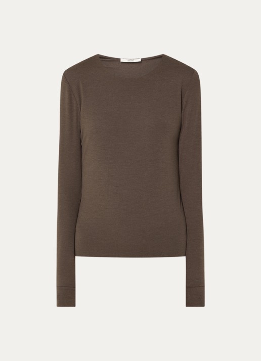 Moscow Lucia longsleeve met ronde hals - voorkant 3 donkerbruin