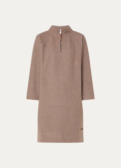 Moscow Mini trui-jurk met halve rits - voorkant 3 donkerbeige