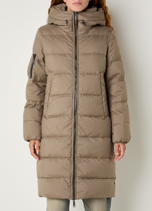 Moscow Missy longline puffer jas met donsvulling en capuchon