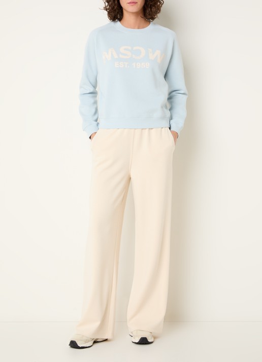 Moscow Pepper sweater met logoprint - voorkant 4 lichtblauw