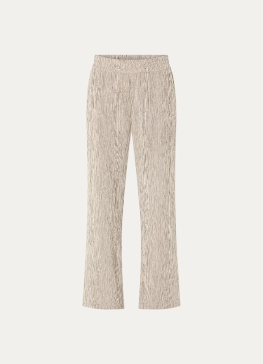 Moscow Percy high waist wide fit broek met steekzakken - voorkant 2 zand