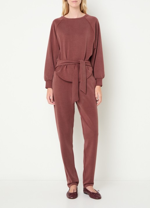 Moscow Romy sweater met strikceintuur - voorkant 4 roodbruin