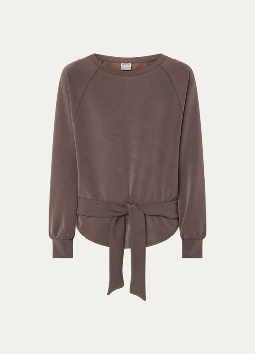 Moscow Romy sweater met strikceintuur - voorkant 3 bruin