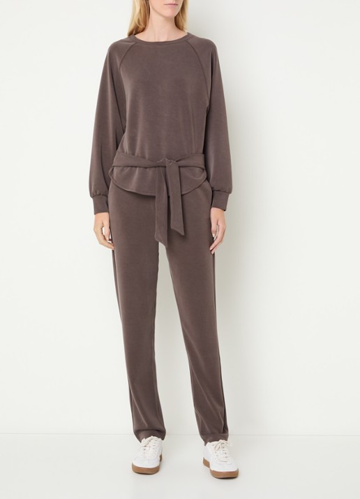 Moscow Romy sweater met strikceintuur - voorkant 4 bruin
