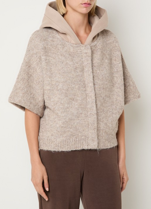 Moscow Timmy fijngebreid vest in wolblend met capuchon - detail 3 beige