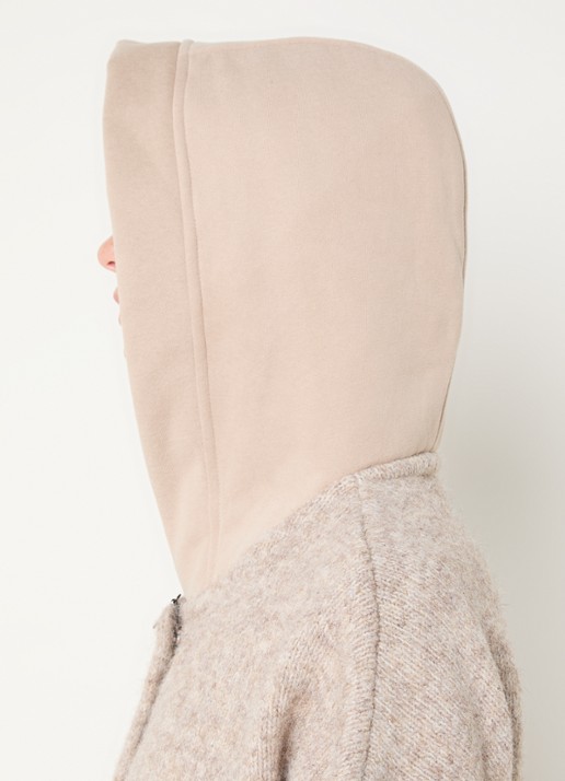 Moscow Timmy fijngebreid vest in wolblend met capuchon - detail 4 beige