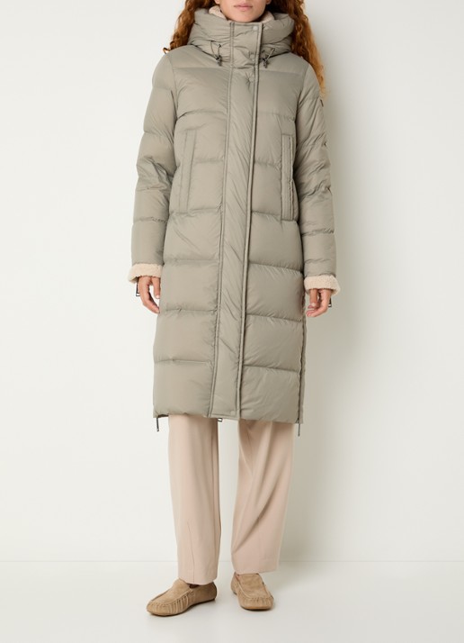 Moscow Xenia longline puffer jas met donsvulling en capuchon