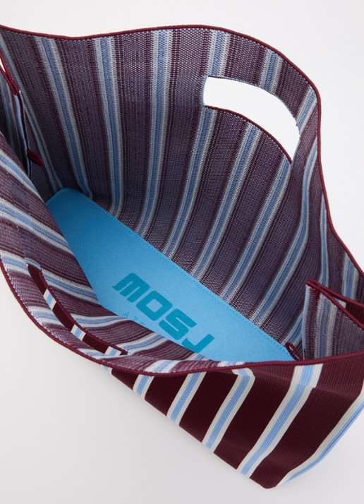 MOSJ Atelier Baia Everything Bucket shopper met streepprint en uitneembaar etui - detail 2 bordeauxrood