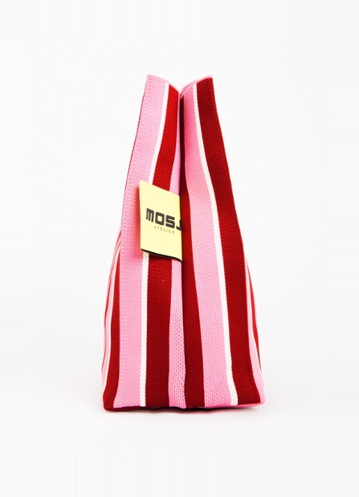 MOSJ Atelier Cherry handtas met streepprint - detail 4 roze