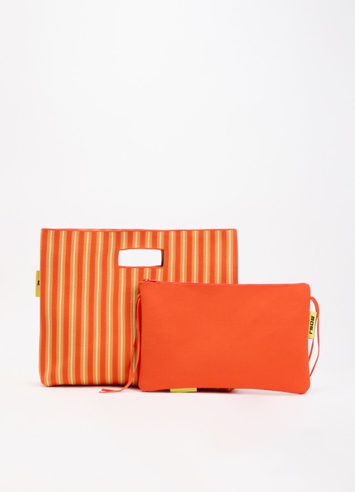 MOSJ Atelier Cosmo Everything Bucket shopper met streepprint en uitneembaar etui