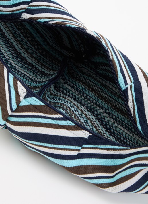 MOSJ Atelier Little Bobby City crossbodytas met streepprint en verstelbare schouderriem - detail 2 aquablauw