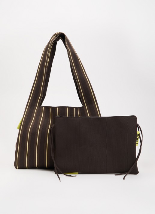 MOSJ Atelier Mocha Boxer shopper met streepprint en uiteembaar etui