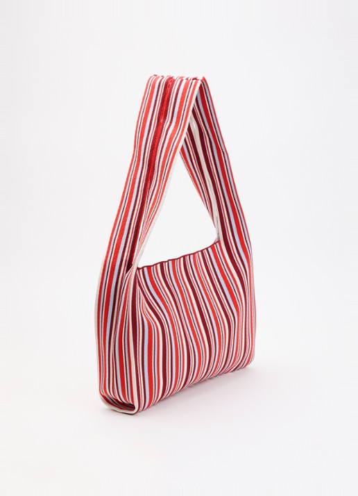 MOSJ Atelier The Ruby Boxer crossbodytas met streepprint en uitneembaar etui - achterkant bordeauxrood