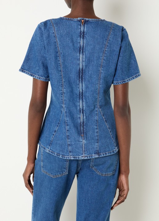 MSCH Copenhagen Alena top van chambray  - achterkant 3 indigo