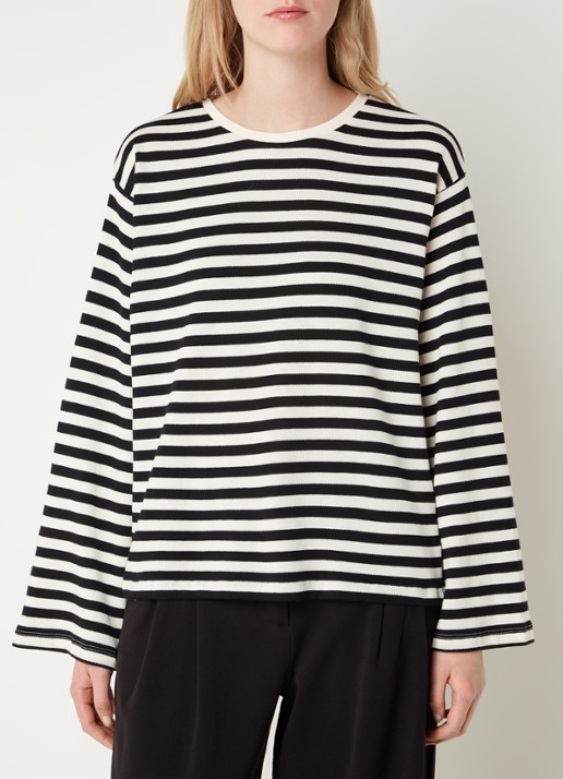 MSCH Copenhagen Bahara longsleeve met streepprint - detail zwart
