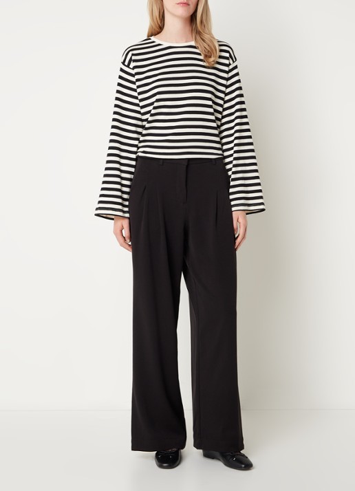 MSCH Copenhagen Bahara longsleeve met streepprint - voorkant 4 zwart