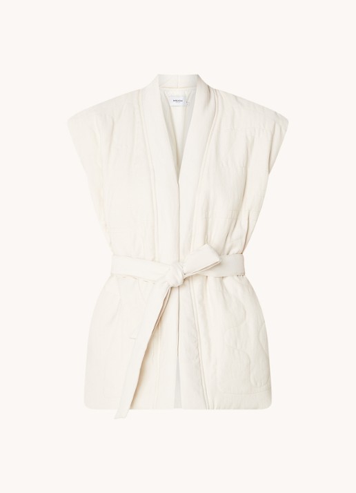 MSCH Copenhagen Edelmira gilet met strikceintuur - voorkant 3 creme