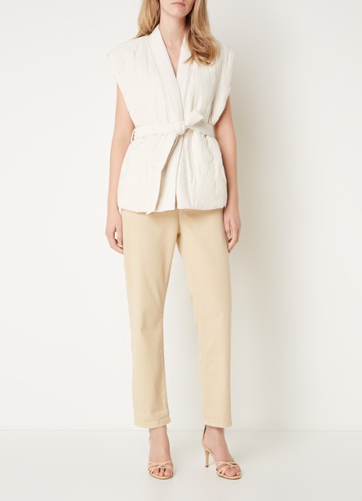 MSCH Copenhagen Edelmira gilet met strikceintuur - voorkant 4 creme