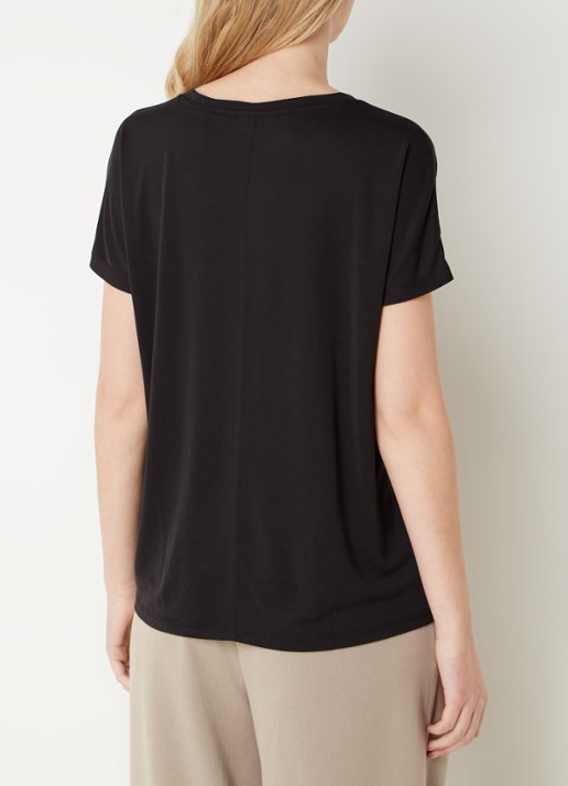 MSCH Copenhagen Fenya T-shirt met V-hals en stretch - achterkant zwart