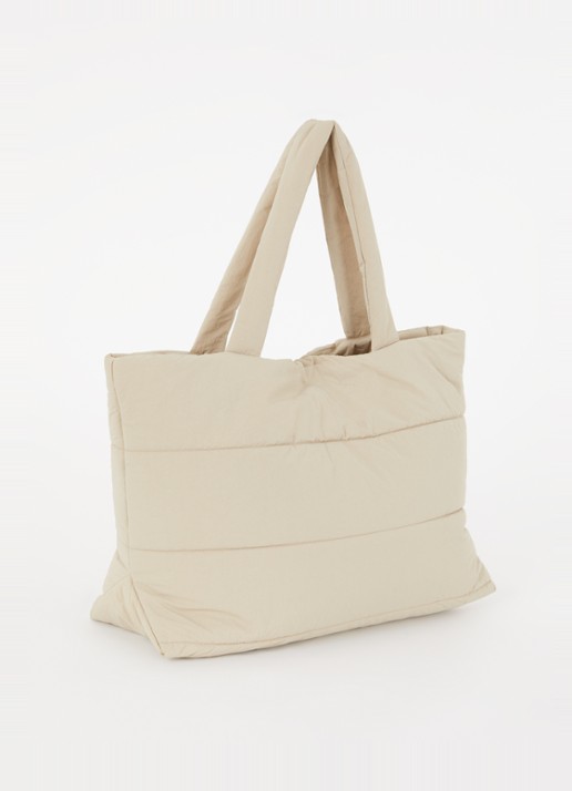 MSCH Copenhagen Gewatteerde shopper met logo - achterkant beige