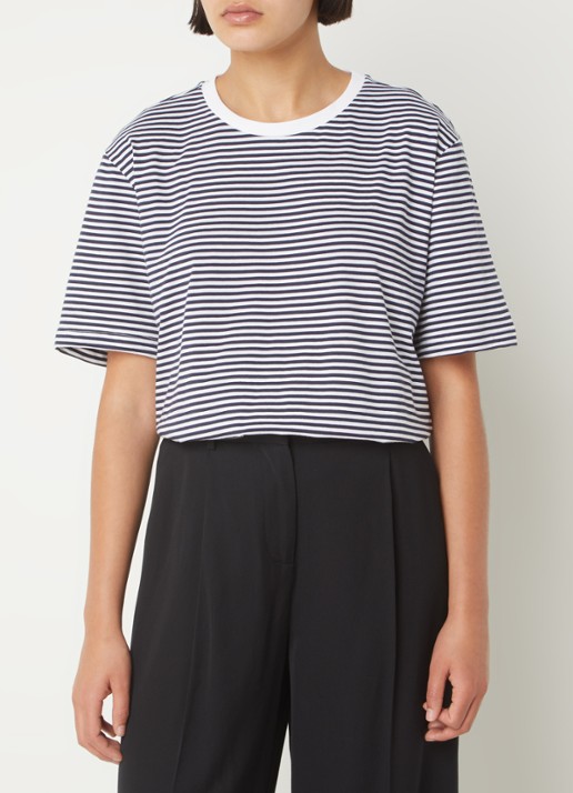 MSCH Copenhagen Hadrea T-shirt met streepprint - detail 4 zwart