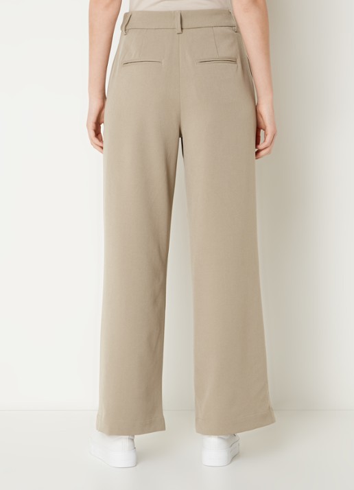 MSCH Copenhagen Henrika high waist wide fit pantalon met plooidetail - achterkant 3 bruin