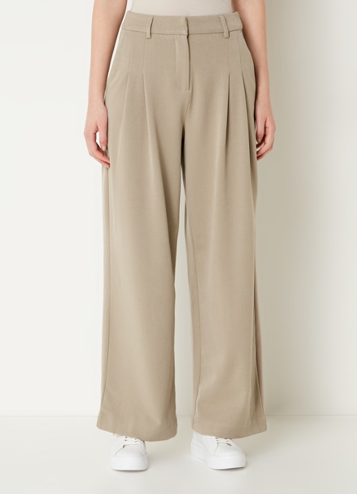 MSCH Copenhagen Henrika high waist wide fit pantalon met plooidetail - detail 4 bruin
