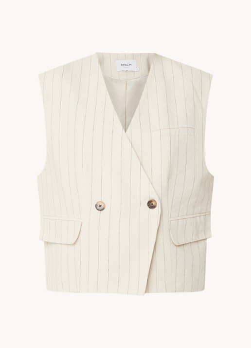 MSCH Copenhagen Jonalyn gilet in linnenblend met klepzakken - voorkant multicolor
