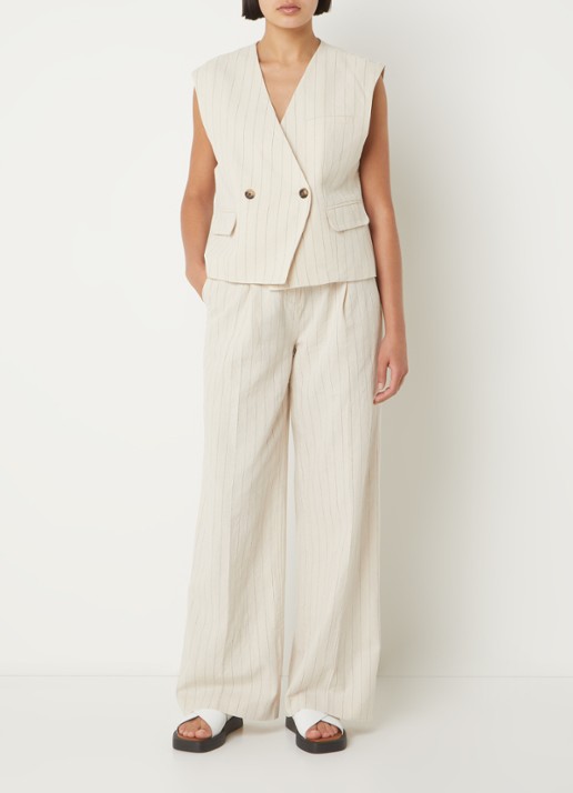 MSCH Copenhagen Jonalyn gilet in linnenblend met klepzakken - voorkant 2 multicolor