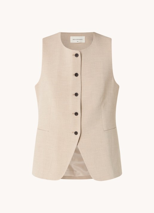 MSCH Copenhagen Mirabelle gilet met ceintuur - voorkant 2 beige