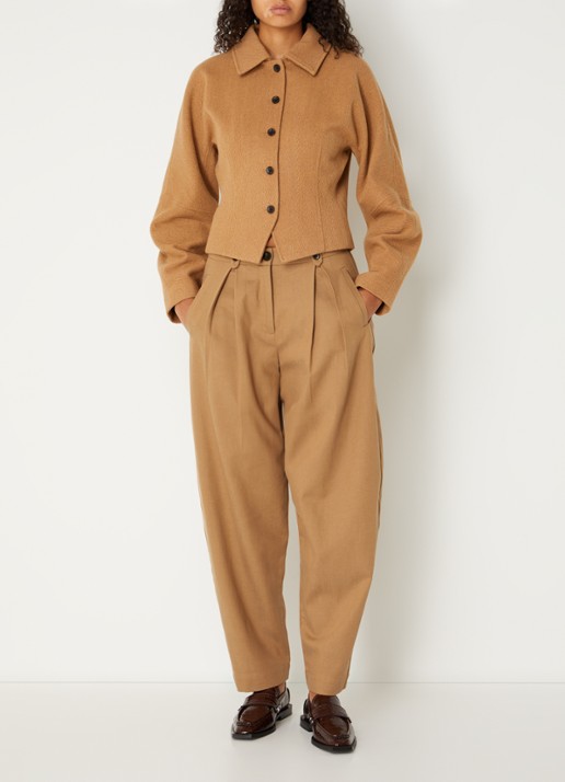 MSCH Copenhagen MMGweneth high waist tapered fit broek  - voorkant 3 camel