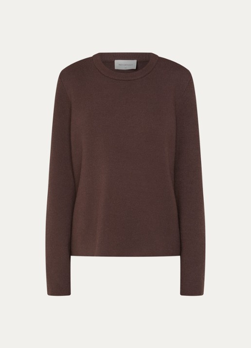 MSCH Copenhagen MSCHAgatha East fijngebreide pullover met ronde hals - voorkant bruin