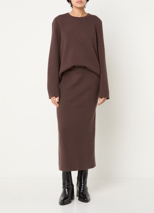 MSCH Copenhagen MSCHAgatha East fijngebreide pullover met ronde hals - voorkant 2 bruin