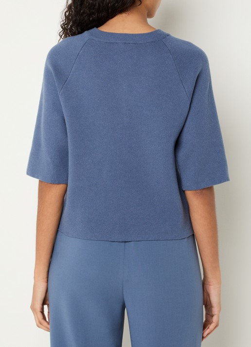 MSCH Copenhagen MSCHAubree fijngebreid vest met ronde hals - achterkant blauw