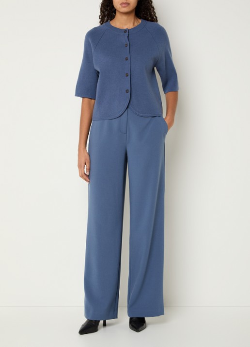 MSCH Copenhagen MSCHAubree fijngebreid vest met ronde hals - voorkant 3 blauw