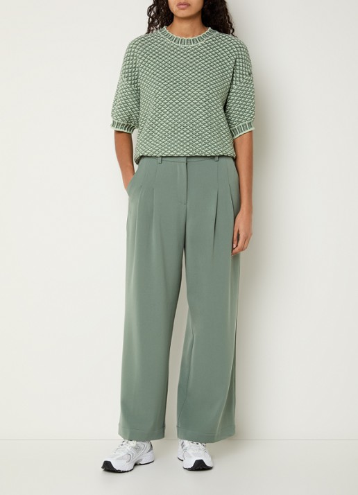 MSCH Copenhagen MSCHCatina grofgebreide pullover met borduring - voorkant 2 groen