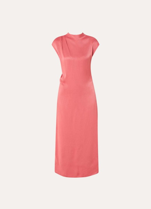 MSCH Copenhagen MSCHClark midi jurk met split - voorkant abrikoos