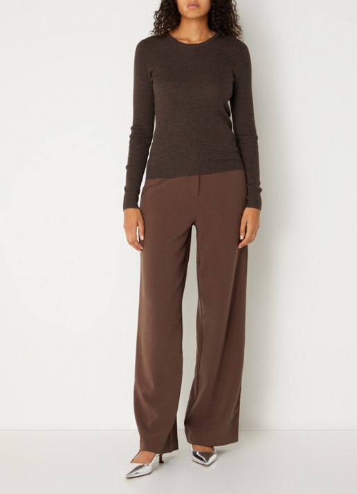 MSCH Copenhagen MSCHCriselle Avalina ribgebreide longsleeve - voorkant 4 bruin