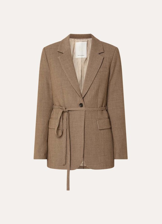 MSCH Copenhagen MSCHDarina blazer met strikceintuur en klepzakken - voorkant 2 bruin