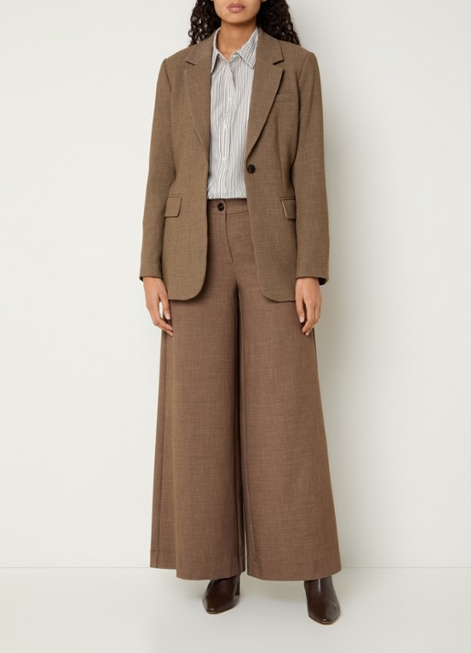 MSCH Copenhagen MSCHDarina blazer met strikceintuur en klepzakken - voorkant 3 bruin